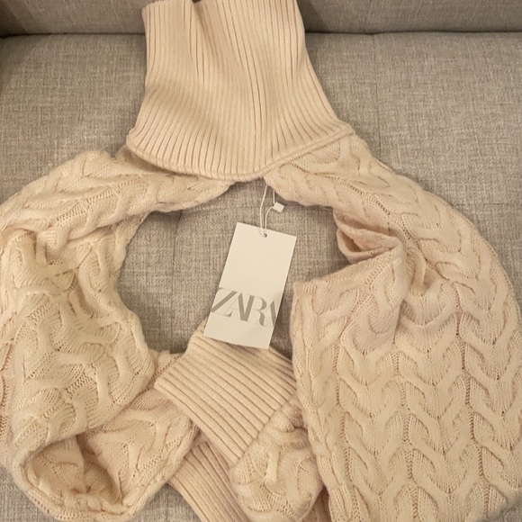 Zara knit arm warmer sweater size medium beige NWT - Picture 7 of 9